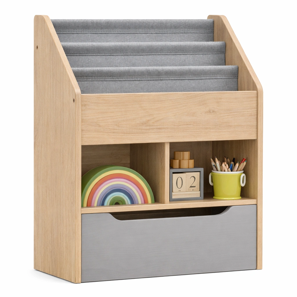 Estanteria infantil para libros y juguetes con compartimentos abiertos-cozanoe